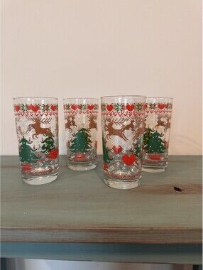Vintage 1984 Anchor Hocking Tumbler Glasses Set of 4